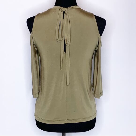 ASOS olive army green tan cold shoulder sleeve top size 0 - Picture 14 of 14